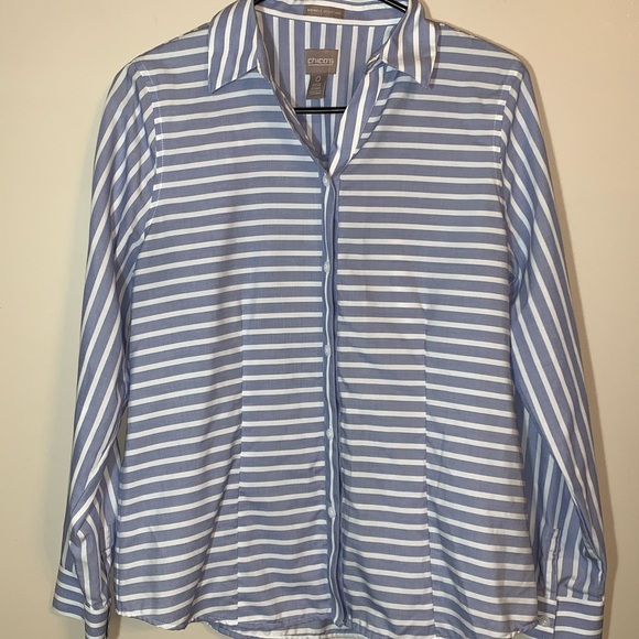 Chico’s Wrinkle Resistant Striped Button Down - Picture 1 of 4